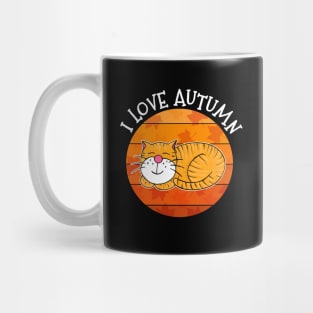 I Love Autumn Sleeping Cat Fall Thanksgiving Mug